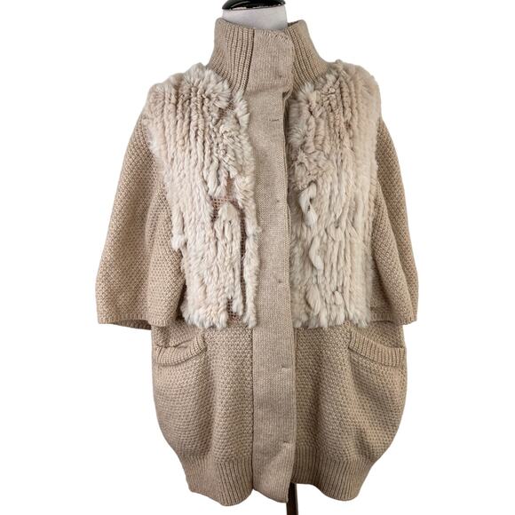 3.1 Phillip Lim Rabbit Fur Merino Cashmere Cape Sweater Size Small - Picture 1 of 11
